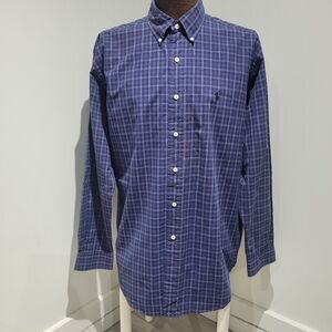 Ralph Lauren Men's Blake Cotton Button Down Shirt Size Medium Blue Preppy Plaid